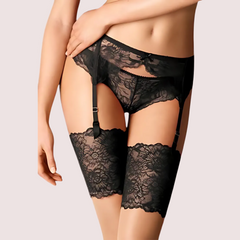 Seductive & Sultry Black Lace Garter Belt Snazzyway