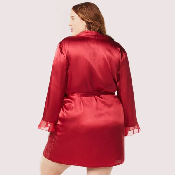 Maroon Serenity Japanese Silk Robe (5XL–6XL) Snazzyway