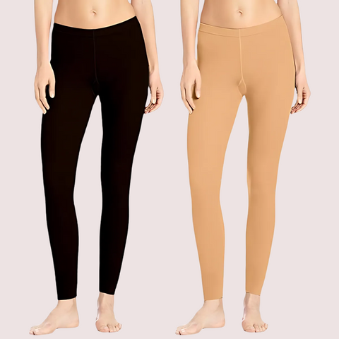 Women’s Elastic Fabric Leggings 2-Pack Set Snazzyway