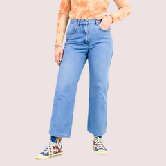 Classic 90s Boyfriend Blue Denim Wide Leg Jeans Snazzyway
