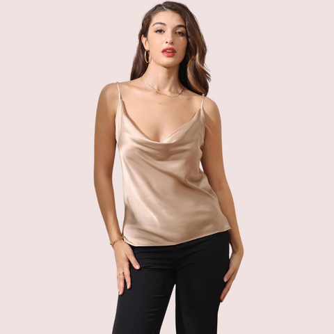 Stylish Cowl Neck Silk Camisole Tank Top Snazzyway