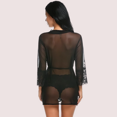 Sensual See-Through Robe in Black Snazzyway