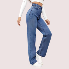 High Waisted Washed Straight Leg Jeans for Women Snazzyway