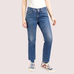 Women's 90s Blue Denim Straight Leg Jeans Snazzyway