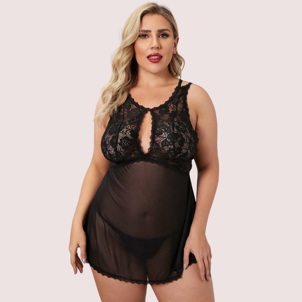 Twilight Temptation Sheer Lace Babydoll – Plus Size Snazzyway
