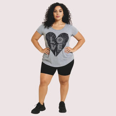 Heather Grey "LOVE" Heart Graphic Tee Snazzyway