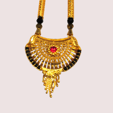 Heritage Layered Bead Mangalsutra with Antique Crescent Pendant Snazzyway