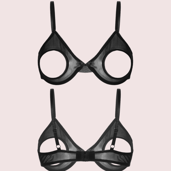 Daring & Sexy Sheer Open Cup Bralette Snazzyway