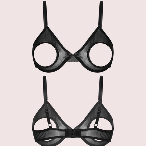 Daring & Sexy Sheer Open Cup Bralette Snazzyway