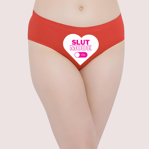 Heart-themed ‘Slut Mode On’ text Custom Panty Snazzyway