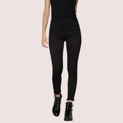 Women's Classic High Waist Royal Black Skinny Jeans Snazzyway