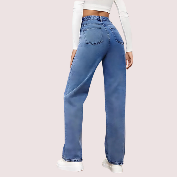 High Waisted Washed Straight Leg Jeans for Women Snazzyway