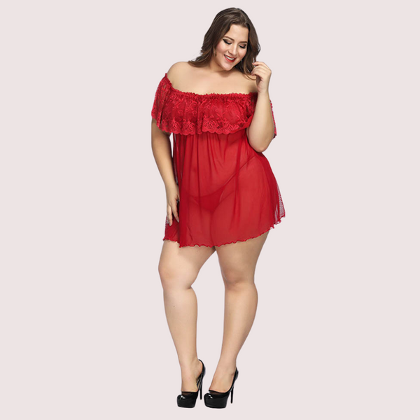 Snazzyway Sexy Plus Size Lace Babydoll Dress