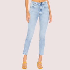 Chic Blue High Rise Skinny Jeans with Low Stretch Snazzyway