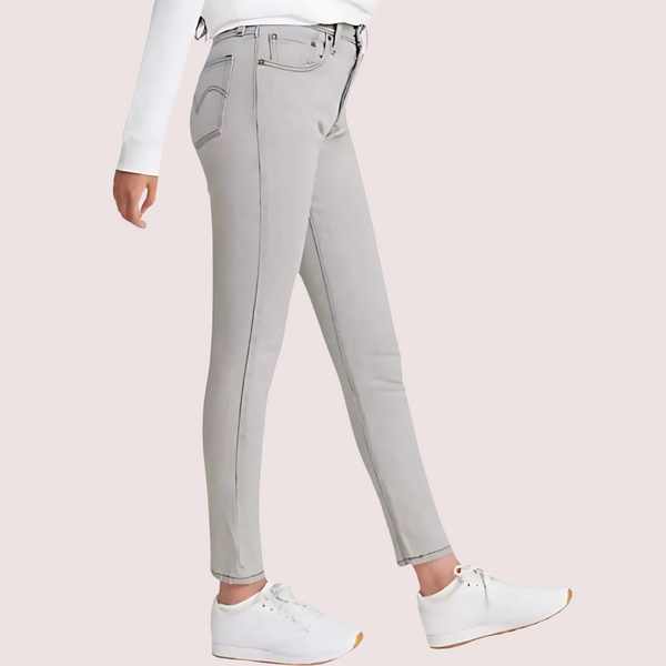 High Rise Skinny Jeans in Gray with Low Stretch Snazzyway