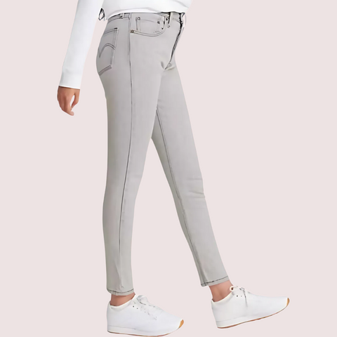 High Rise Skinny Jeans in Gray with Low Stretch Snazzyway