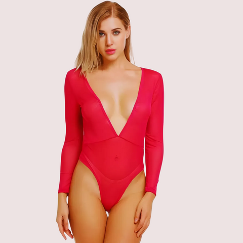 Sheer and Opaque Bodysuit for Women Snazzyway