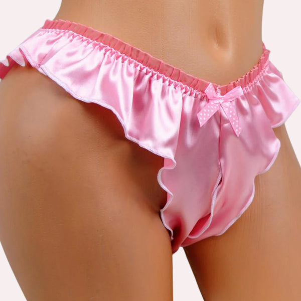 Snazzyway Vera Celeste Silk Satin Crotchless French Knicker