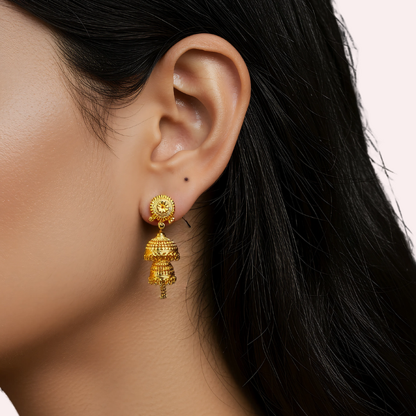 Golden Temple Bell Jhumka Earrings Snazzyway