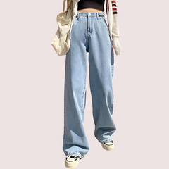 Women's Stylish High Waist Wide Leg Straight Jeans Snazzyway