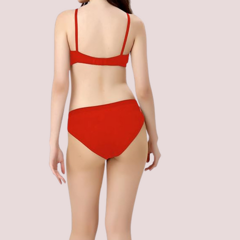 Cherry Hug – Red Cotton Bra & Panty Set Snazzyway