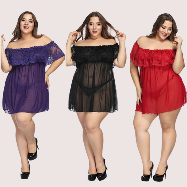 Snazzyway Sexy Plus Size Lace Babydoll Dress