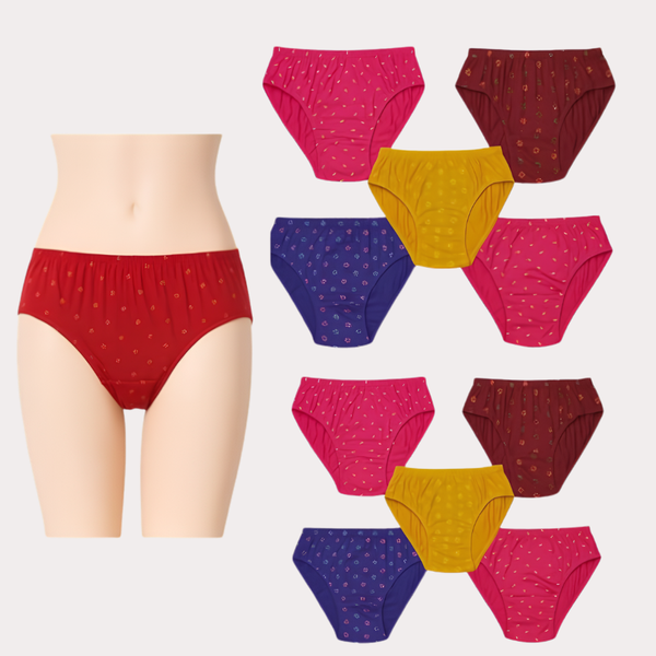 Women’s Printed High-Waist Brief Panties – Pack of 12 Snazzyway