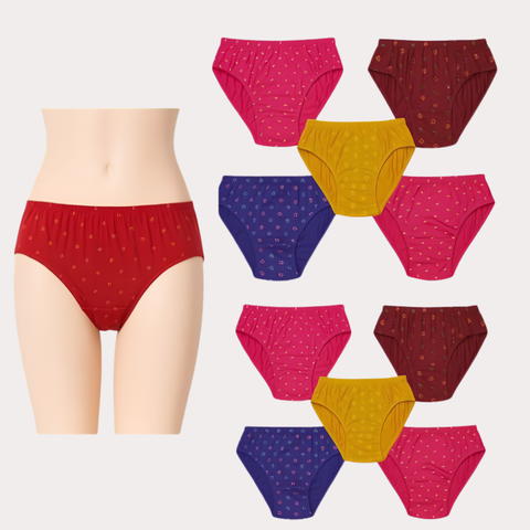 Women’s Printed High-Waist Brief Panties – Pack of 12 Snazzyway