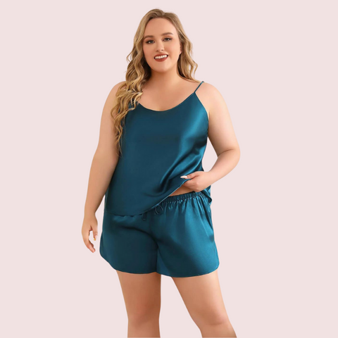 Elegant Plus Size Cami Shorts Sleepwear Set Snazzyway