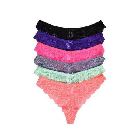 2 Pack Sexy Cheeky Back Lace Thong Panties FRENCH DAINA