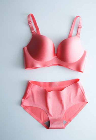 Pink Seamless Padded Pushup Bra Panty Set FRENCH DAINA