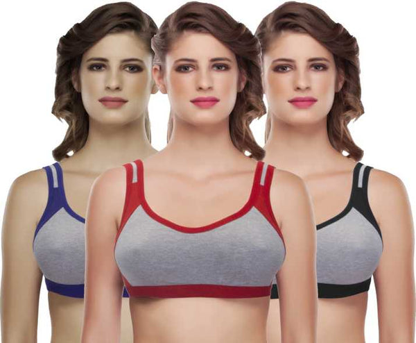 Medium Impact non padded sports bra pack of 3 snazzyway