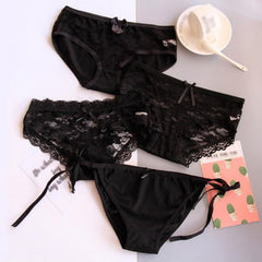 4 Pieces Black Sexy Lace Nylon Panties FRENCH DAINA