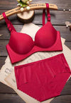 Red Seamless Underwired Lace Bra Panty Set FRENCH DAINA