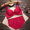Red Seamless Underwired Lace Bra Panty Set FRENCH DAINA