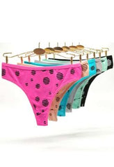 6 PACK PURE COTTON PRINTED THONG PANTIES FRENCH DAINA