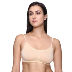 "Comfort" Beige Thin Straps Sports Bra snazzyway