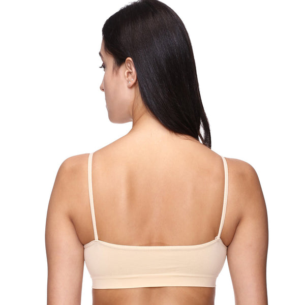 "Comfort" Beige Thin Straps Sports Bra snazzyway