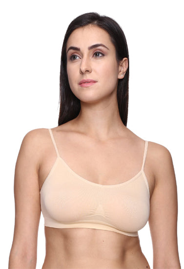 "Comfort" Beige Thin Straps Sports Bra snazzyway