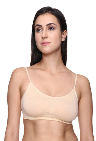 "Comfort" Beige Thin Straps Sports Bra snazzyway
