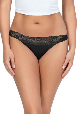 Black Trim Lace Thong snazzyway