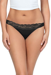 Black Trim Lace Thong snazzyway