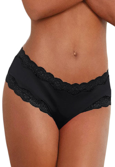 M&S Black microfiber lace cheeky panty underwear