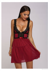 Elegant Lace Mesh see through Babydoll nightwear snazzyway