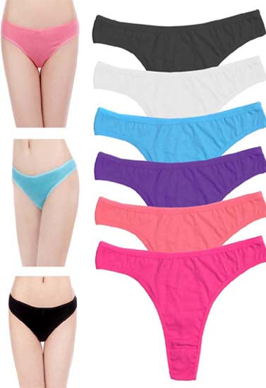 5 Pack Assorted Low Rise Bikini Thong Panty