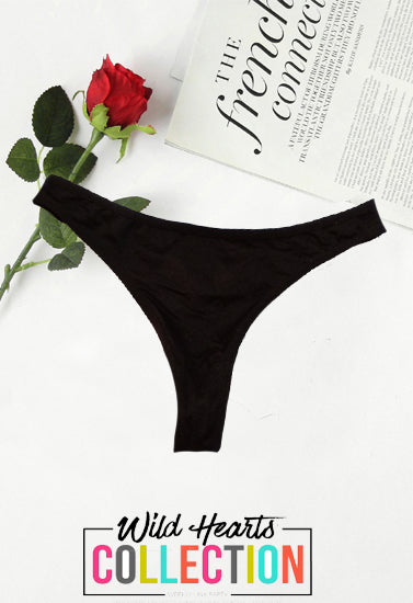 Fast Tack Black Tanga Thong In XS