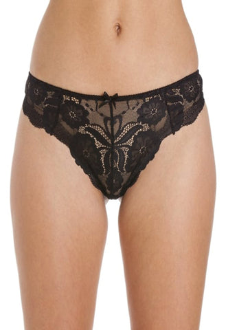 Female Black Floral Transparent Lace High Waist Thong(sold out) snazzyway