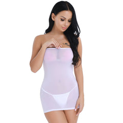 Flirty White See Through Bodycon Dress FRENCH DAINA