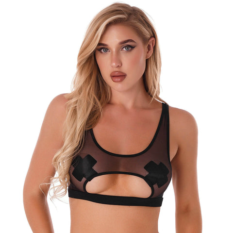 See through Black Mesh Bralette French Daina