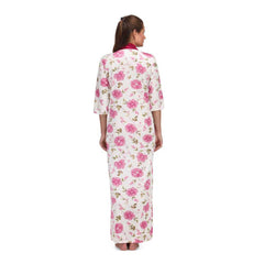 Floral Print Full Length Pink Women's Nightgown snazzyway